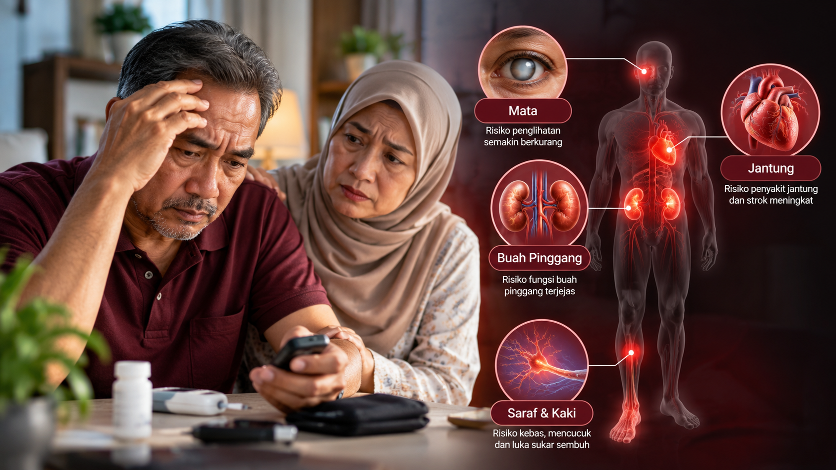 Risiko komplikasi apabila diabetes tidak dikawal untuk tempoh yang lama